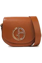 Giorgio Armani Woman Logo-embellished Leather Shoulder Bag Brown-0